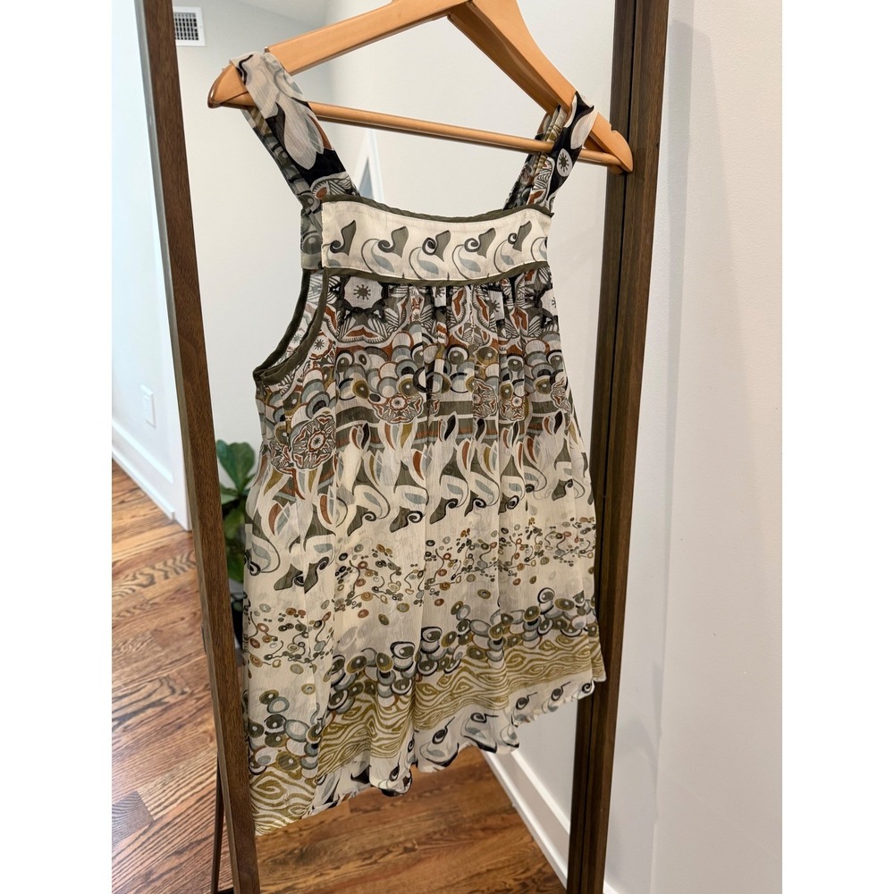 XXI Women Medium Abstract Paisley Sheer Sleeveless Back Tie Blouse Y2K Boho